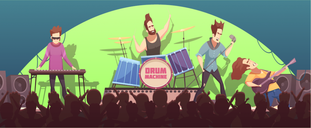 Vector rock band Drum Machine