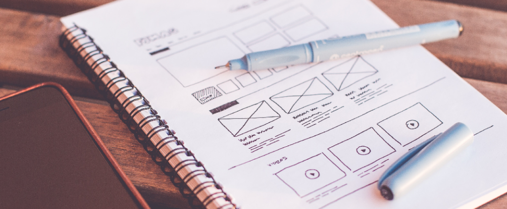 Simple wireframe on a sheet of paper