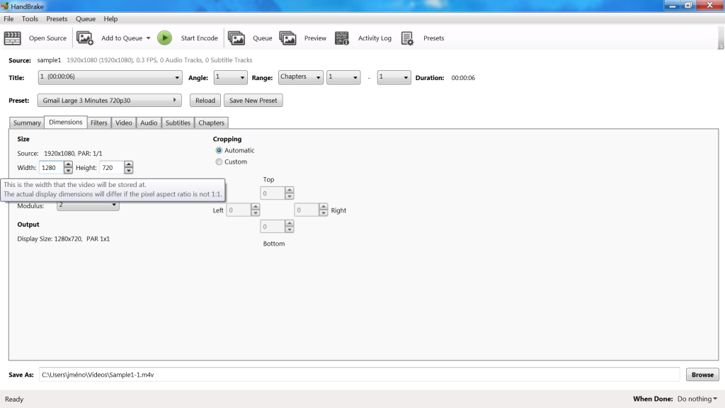 Screen of Handbrake compression settings