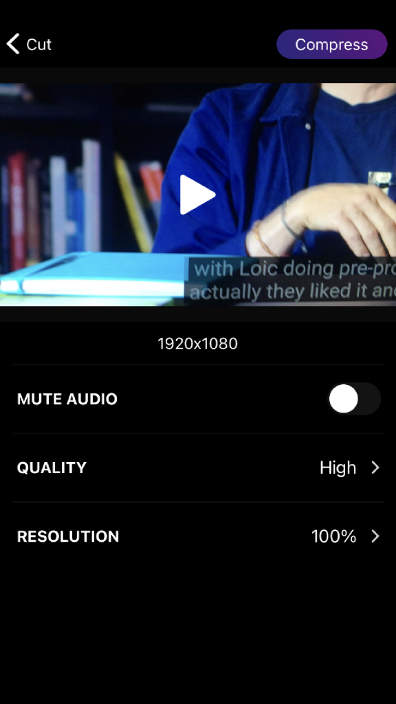 Screen of Dao Van Duy (Video Compress – Shrink Vids) compression settings