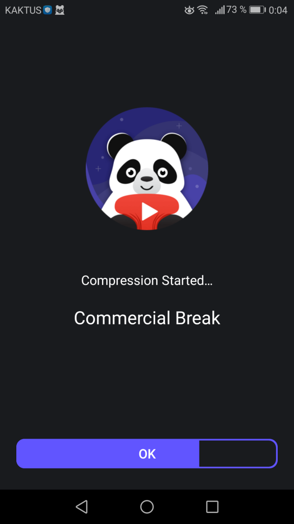 Screen of Panda Video proceed compression