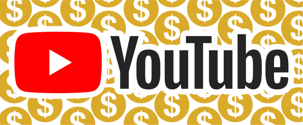 Youtube monetization logo with yellow dollars background