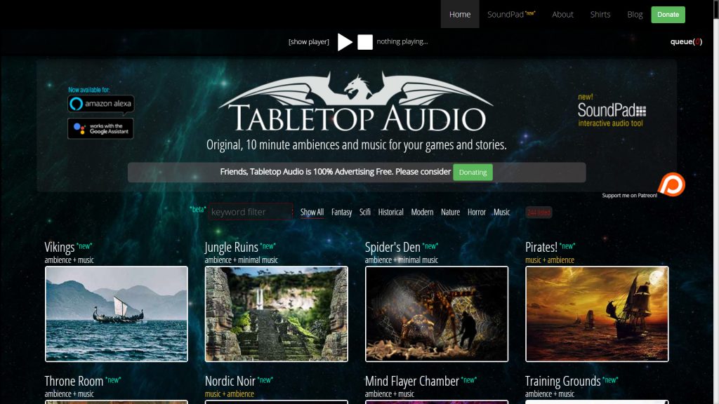 Screen of Tabletop audio royalty-free music