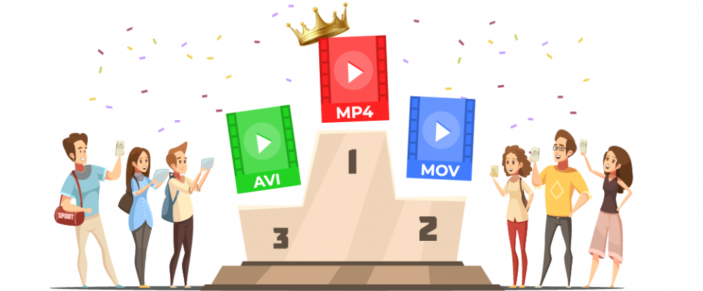 King of video file formats, winner podium in vector